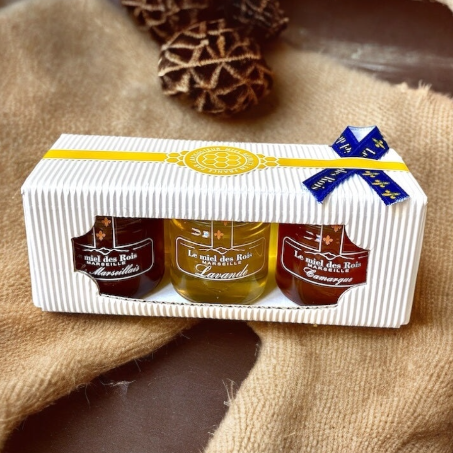 Coffret Cadeau Miel Artisanal – Sélection Premium, 3 miels de Provenance