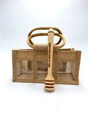 Gift basket for 3 honeys of 250 g + wooden spoon