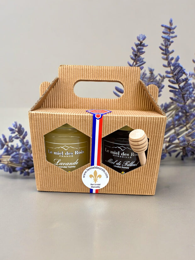 Coffret cadeau 2 pots de 250 g de miel