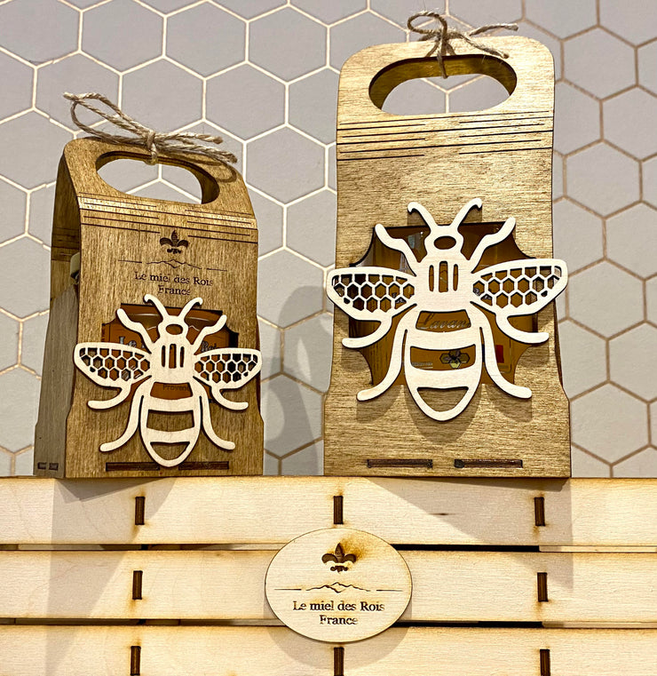 Wooden gift basket of 250g honey